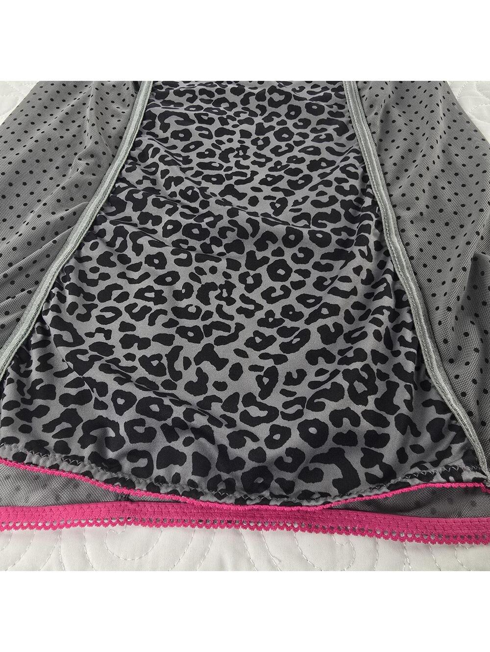 Y2k Rampage gray Leopard Print Chemise Babydoll lingerie Large Junior - Picture 2 of 8
